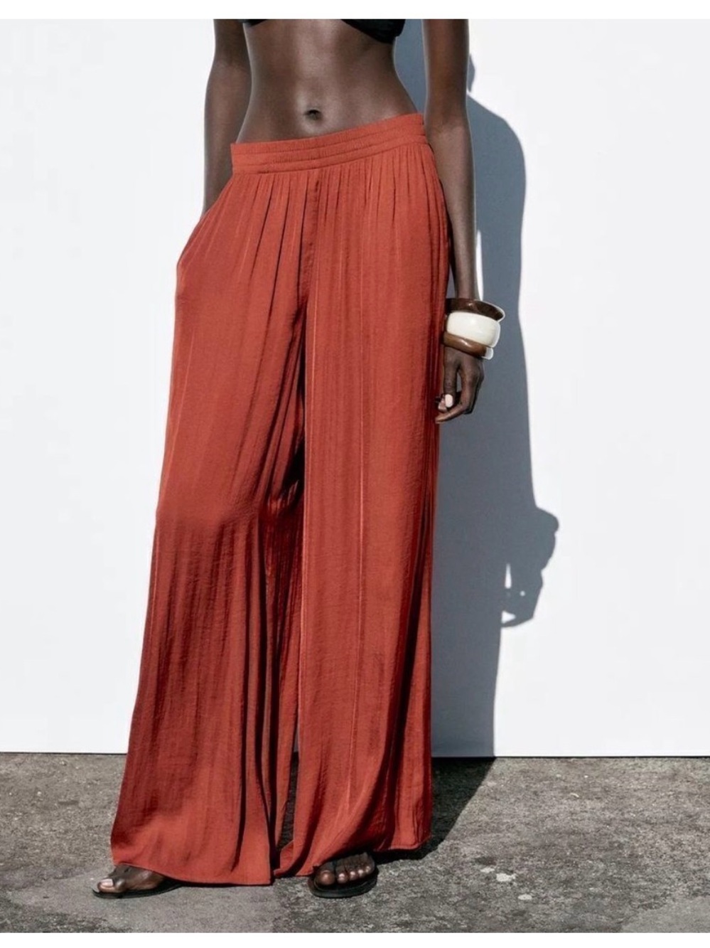 Zara wide leg silky pants - size small